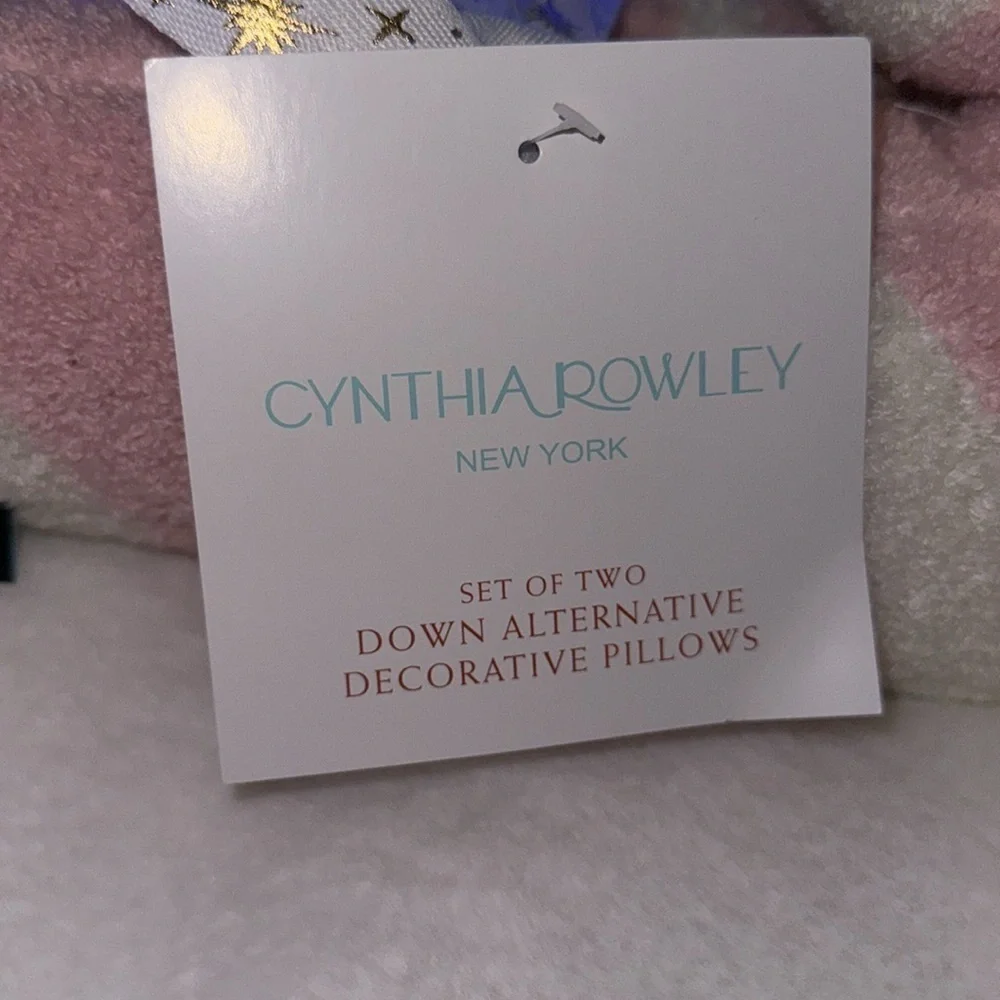 Cynthia Rowley PINK & WHITE Candy Cane Pillows